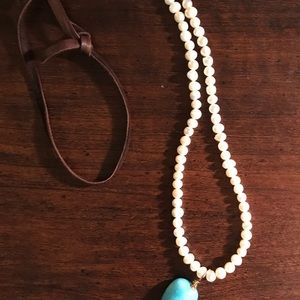 Leather and pearl necklace